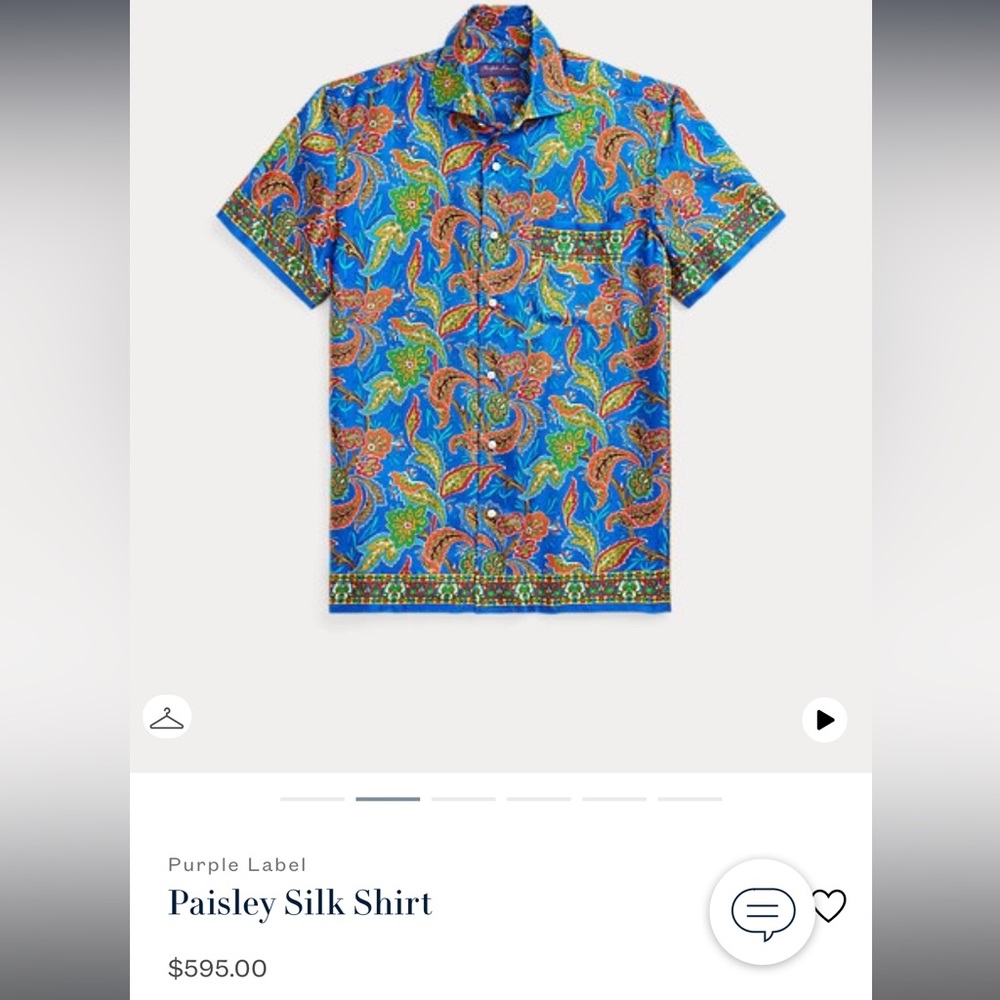NEW WITH TAGS - Ralph Lauren - Paisley Silk Shirt - XL